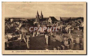 Old Postcard Chaumont Panorama taken from & # 39hotel town towards St John & ...