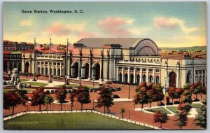 Vtg Washington DC Union Station RR Railroad Terminal 1930s View Old Postcard