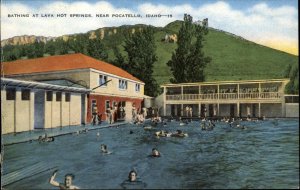 Pocatello Idaho ID Lava Hot Springs c1940s Linen Postcard