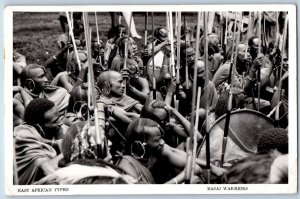 Kenya Postcard East African Types Masai Warriors Tribe 1956 Vintage RPPC Photo