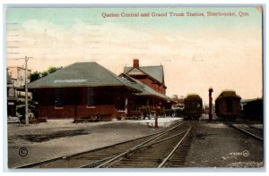 1912 Quebec Central and Grand Trunk Station Sherbrooke Quebec Canada Postcard 