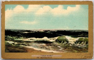 1910's Ocean Waves At Rockaway Beach Ullman's Gold Border Series Posted Postcard