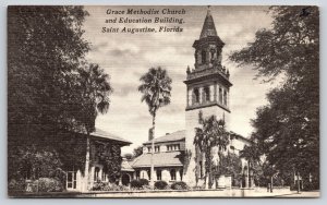 St Augustine FL~Grace Methodist Church & Education Bldg~Tichnor Vintage Linen PC