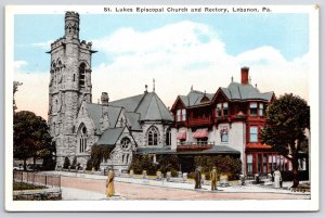 Saint Luke's Episcopal Church And Rectory Lebanon Pennsylvania Roadway Postcard