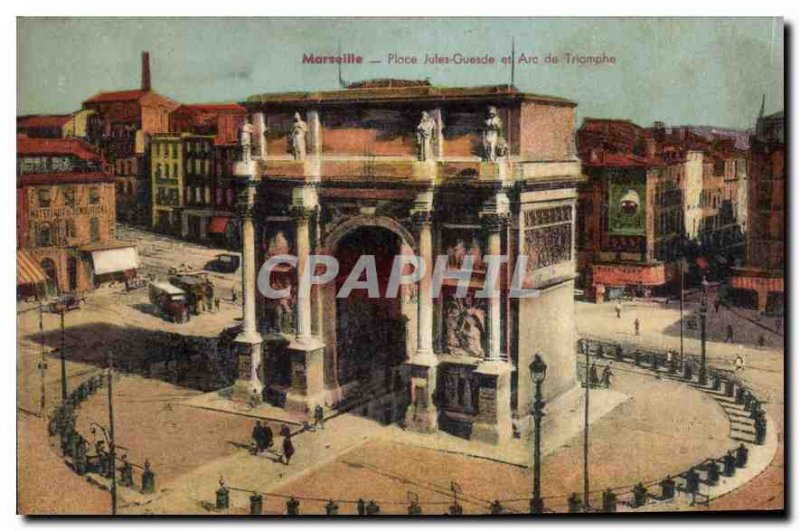 Postcard Old Marseille Place Jules Guesde and Arc de Triomphe