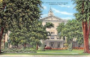 JANESVILLE, WI  Wisconsin     STATE SCHOOL FOR THE BLIND    1947 Linen Postcard