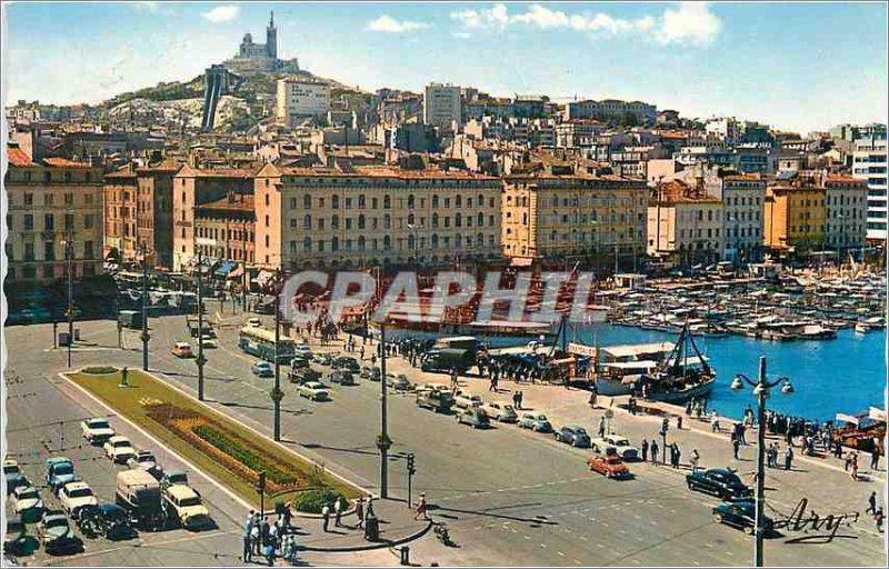 Modern Postcard Marseille Quai des Belges and Notre Dame de la Garde