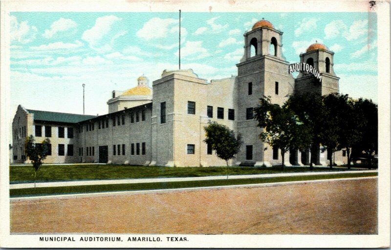 Postcard TX Amarillo Municipal Auditorium 1920s S57