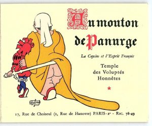 1940s AU MOUTON DE PANURGE PARIS FRANCE MENU VINTAGE RISQUE FRENCH MENU Z5470