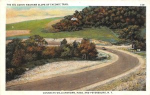 CAR On BIG CURVE WESTERN SLOPE Of TACONIC TRAIL  Road MA To NY  c1920's Postcard