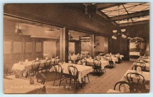 MILWAUKEE, Wisconsin WI ~ Interior WEBER & STUBER CAFE 1907 Postcard 