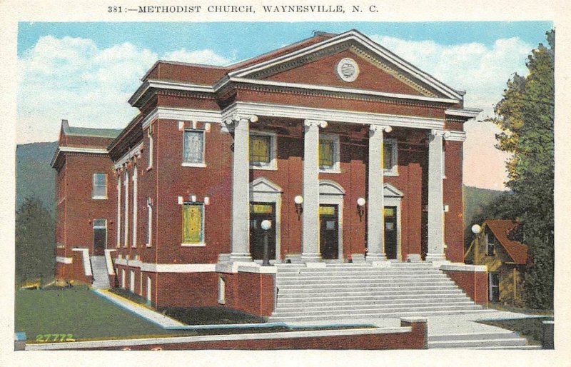 Methodist Church, Waynesville, North Carolina ca 1920s Vintage Postcard