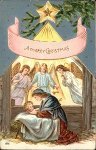 Christmas Angels Madonna Mary Baby Jesus Nativity c1910 Vintage Postcard