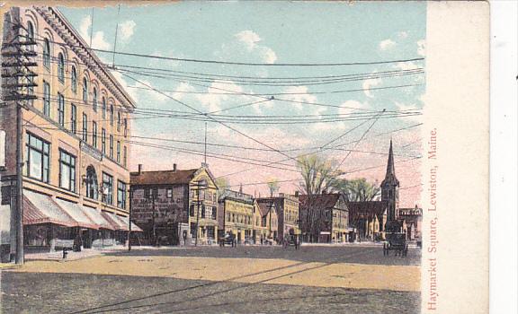 Maine Lewiston Haymarket Square Street Scene