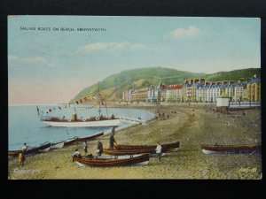 Wales ABERYSTWYTH Sailing Boats on Beach c1920s Postcard by The Everything Store