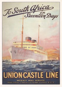 To South Africa In 17 Days Union Castle Line Advertising Postcard