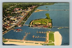 Daytona Beach FL- Florida, Aerial View Yacht Club Basin, Vintage Postcard 