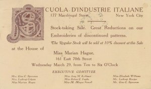 NEW YORK CITY 1916 Cuola DIndustrie Italiane Lace Store Map
