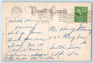 1947 Annapolis Maryland Vintage Postcard Carroll Manor Charles St. Mary's Garden