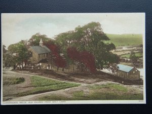 Wales LLANDRINDOD WELLS Old Church from Golf Links c1930's Postcard