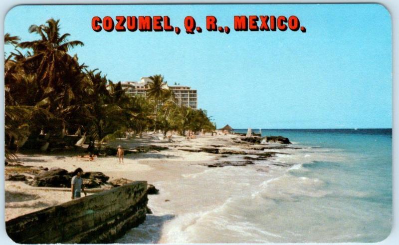 COZUMEL, MEXICO   San Juan Beach  COZUMEL CARIBE HOTEL  ca 1950s-60s  Postcard