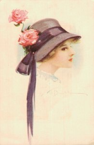 Artist Signed Brink Lady Vintage Postcard   06.55