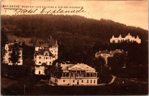 Czech Republic Marienbad Blick auf Cafe Bellevue Vintage Postcard C065