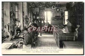Old Postcard Auvergne Sauzede father and son Atelier affileurs Free visit to ...