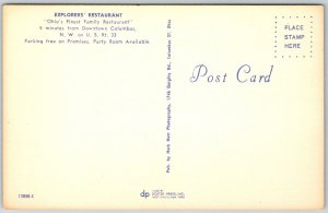 Columbus Ohio 1950s Postcard Explorers Restaurant