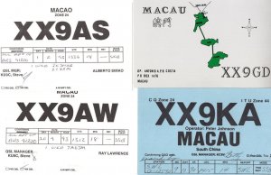 Macao Macau China 4x QSL Amateur Radio Map Card s