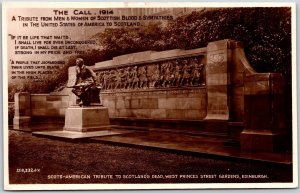 RPPC c1914 Edinburgh Scotland The Call Scots American Tribute to Scotland's Dead