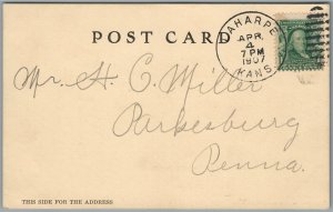 LA HARPE'S KS BUSINESS BLOCK ANTIQUE POSTCARD