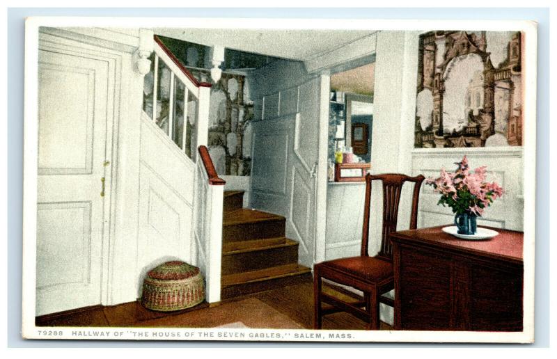 Postcard Hallway of The House of the Seven Gables, Salem, MA C23