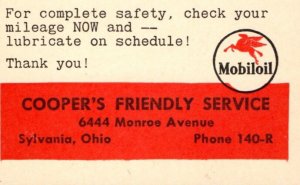 1930s Pegasus Mobil Gas Advertising Cooper's Friendly Service Sylvania OH 2 F168