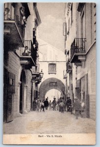 Bari Apulia Italy Postcard Via S. Nicola Road View c1910 Antique Posted