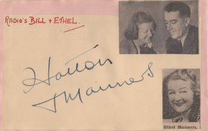 Bill Hatton & Ethel Manners BBC Radio Hand Signed Autograph Page