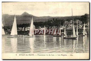 Old Postcard Panorama Evian Baths Vu du Lac Regates