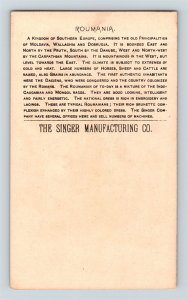 1892 Romania Singer Sewing Machine Countries World Victorian Trade Card tc2236