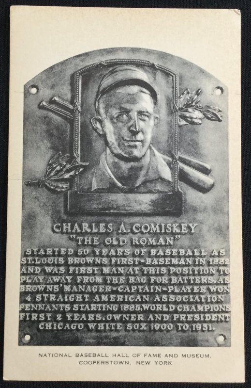 Unused Postcard Charles A Comisky National Baseball Hall of Fame NY LB