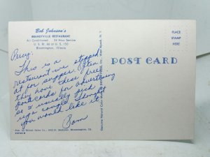 Bob Johnsons Brandtville Restaurant Bloomington Illinois USA Vintage Postcard