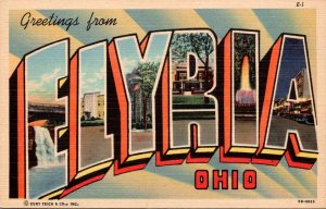 Ohio Greetings From Elyria Large Letter Linen Curteich