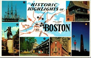 Vtg Boston Massachusetts MA Historic Highlights Landmarks Historical Postcard