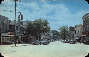 Hackettstown New Jersey NJ Classic 1950s Cars Street Scene Vintage Postcard