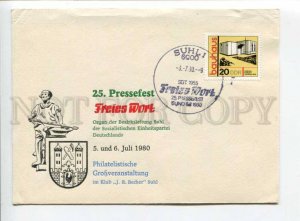 291189 EAST GERMANY GDR 1980 COVER Suhl pressefest Freies Wort cancellations