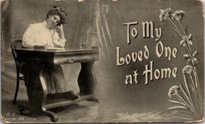 VINTAGE POSTCARD TO MY LOVED ONE AT HOME WHEELINIG WEST VA FLAG CANCEL 1908