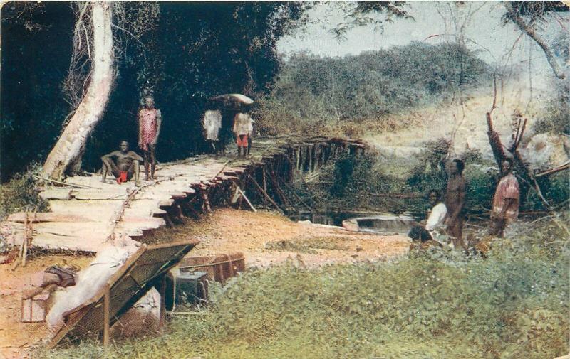 West African  Bush  bridge Ghana Gold Coast Ethnic Life