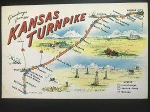 Vintage Postcard 1940's Greetings from the Kansas Turnpike