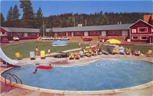 TAHOE MARINA LODGE Swimming Pool Tahoe City, CA Lake Tahoe Postcard ca 1950s