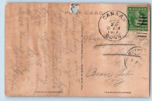 1917 Swinging Rustic Bridge & Dam Trees River View Canaan Connecticut Postcard