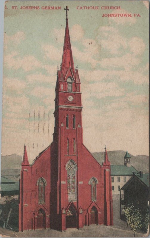 Postcard St Josephs German Catholic Church Johnstown PA